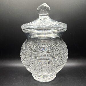 Vintage Waterford Crystal Glandore Ginger Jar Canister with Lid Ireland Read